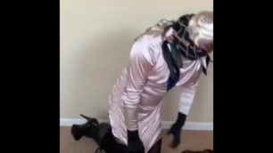 Extreme scarf gagged slut