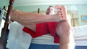 hairyartist-sharing my bulge, feet and cock