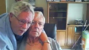 Two grandpas cuddling, kissing and loving - no hardcore