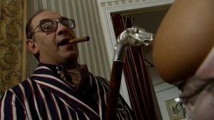 Daddy Smoking Cigar As The Maid Sucks His Cock