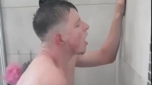 fit lad wanking in the shower