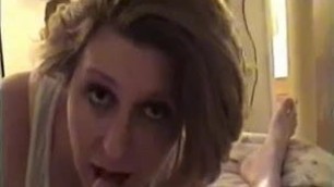 short haired ugly woman suck and wank