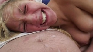 Hot blonde lady from Germany enjoy masturbating before sucking a cock