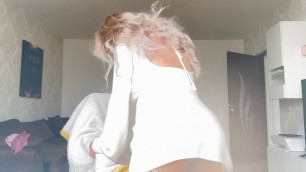 Sexy ass and sexy white dress blonde dildo good times